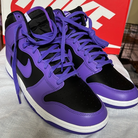 Nike Dunk High Psychic Purple Retro DV0829-500 Premium Black Court - Picture 6 of 8